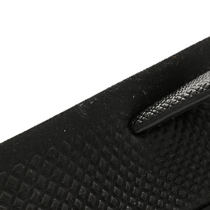 Prada Saffiano Rubber Metal Triangle Thong Sandals 37 Black 12 of 12