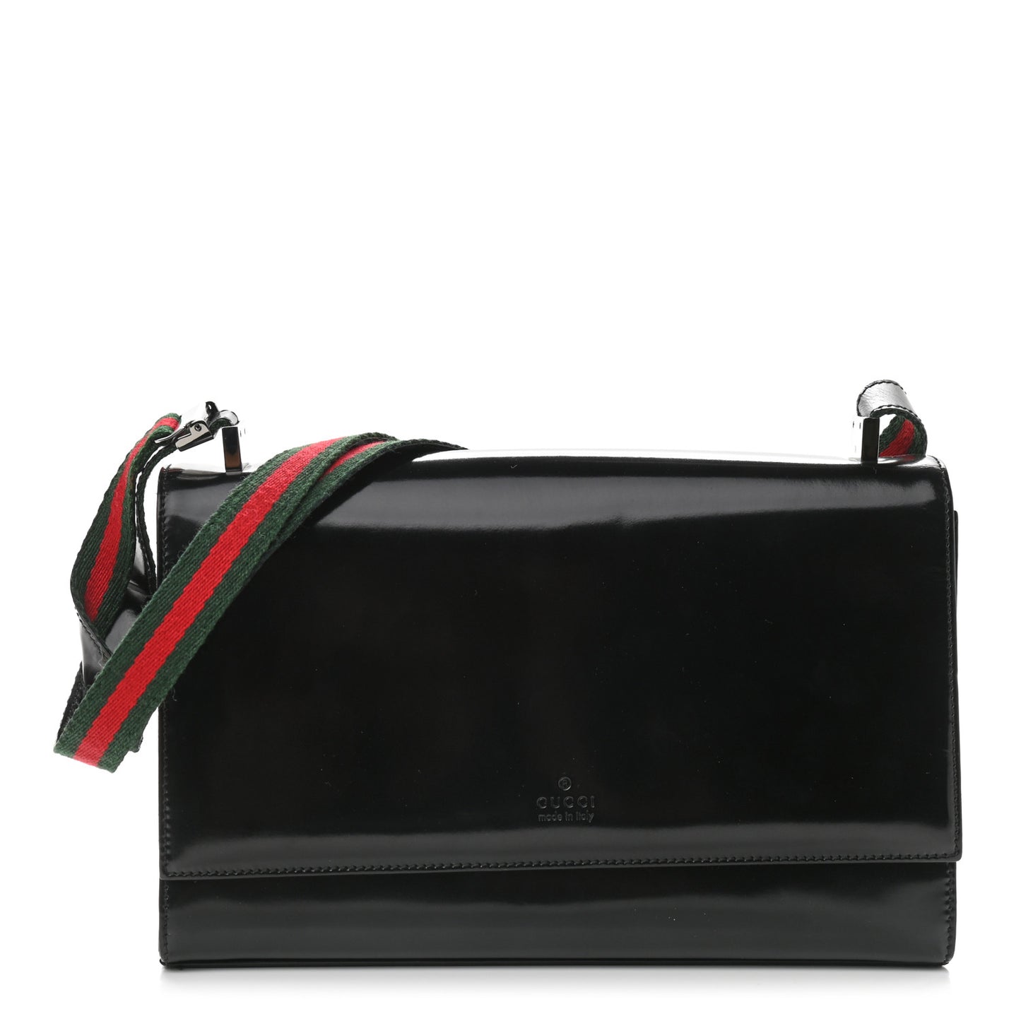 Patent Web Shoulder Bag Black