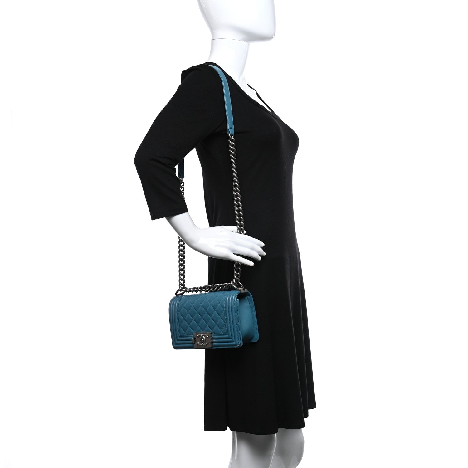 Chanel Lambskin Quilted Small Boy Flap Dark Turquoise 2 of 15