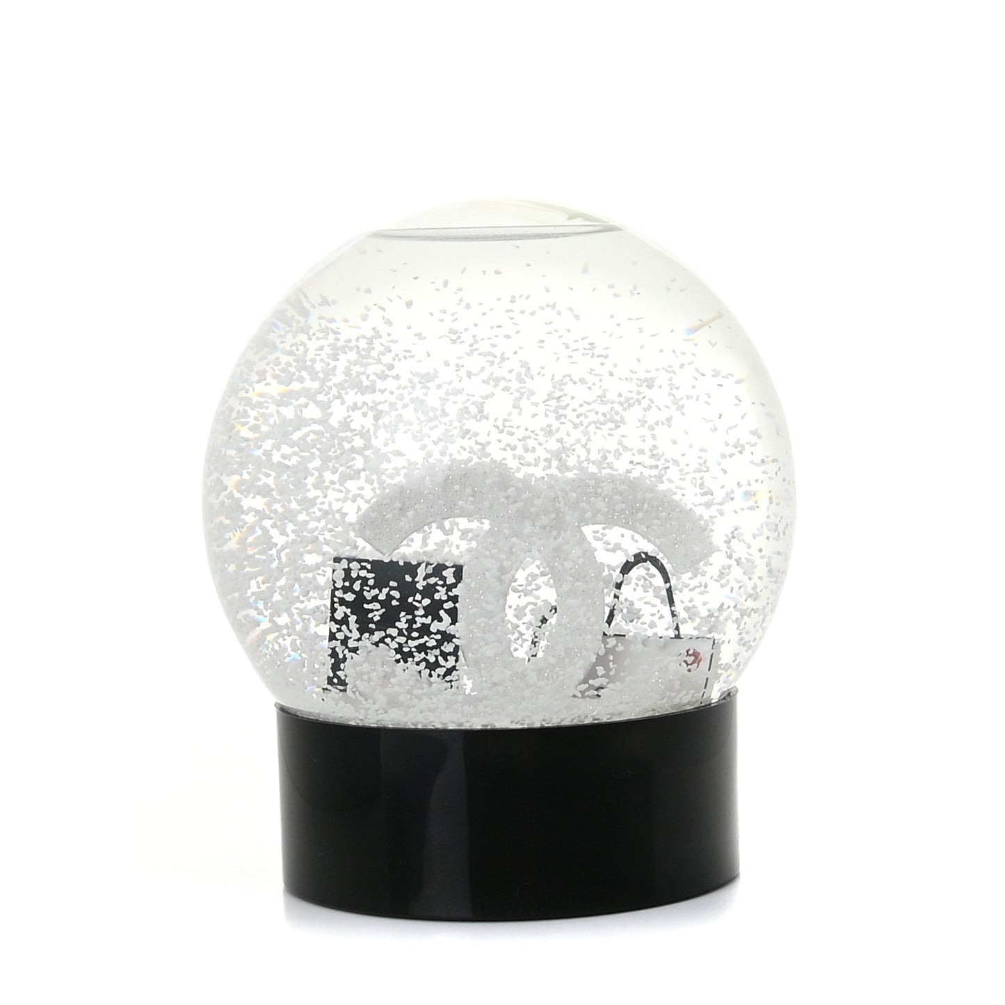 Glass CC Shopping Bag Snow Globe