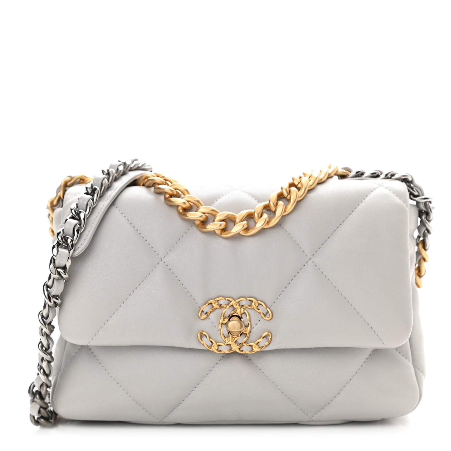 Lambskin Quilted Medium Chanel 19 Flap Grey