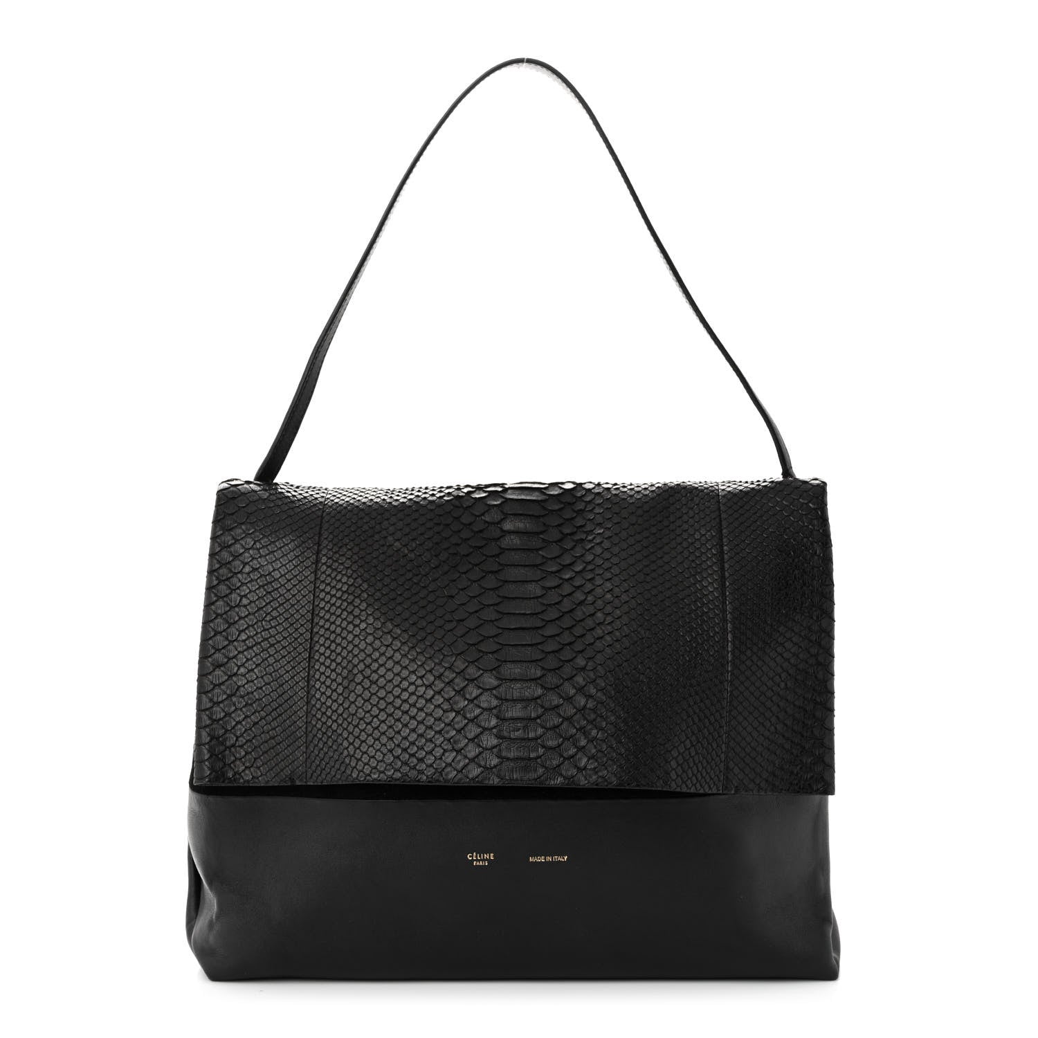 Celine Snakeskin Calfskin All Soft Shoulder Bag Black 1 of 10