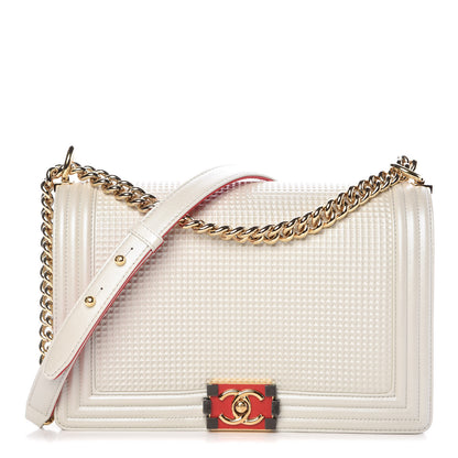 Chanel Lambskin Embossed New Medium Boy Cube Flap White 1 of 11
