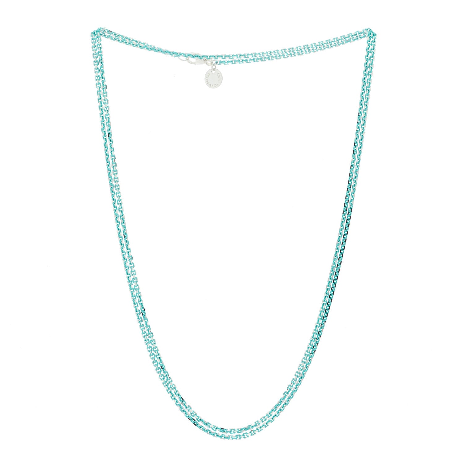 Tiffany Sterling Silver Enamel 1.75mm Chain Necklace Blue 2 of 5