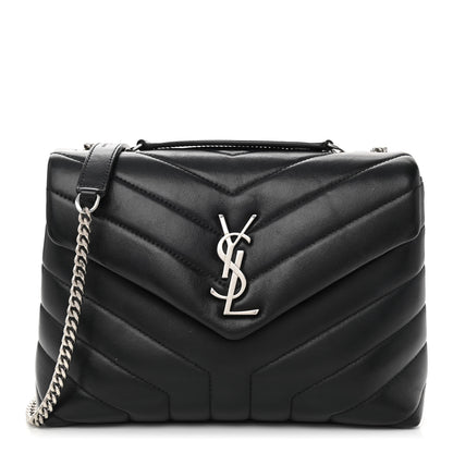 Saint Laurent Calfskin Y Quilted Monogram Small Loulou Chain Satchel Black 1 of 10
