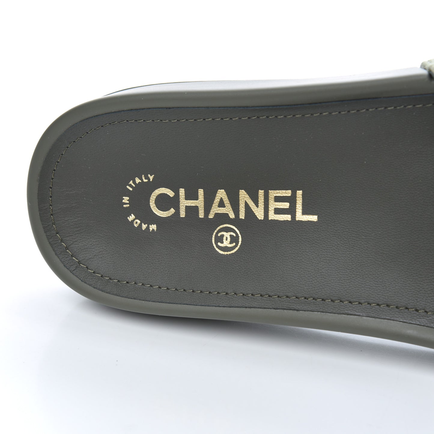 Canvas Chain Flat Sandals 39 Khaki