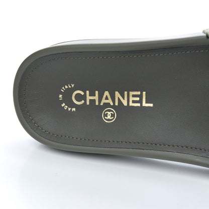 Chanel Canvas Chain Flat Sandals 39 Khaki 6 of 9