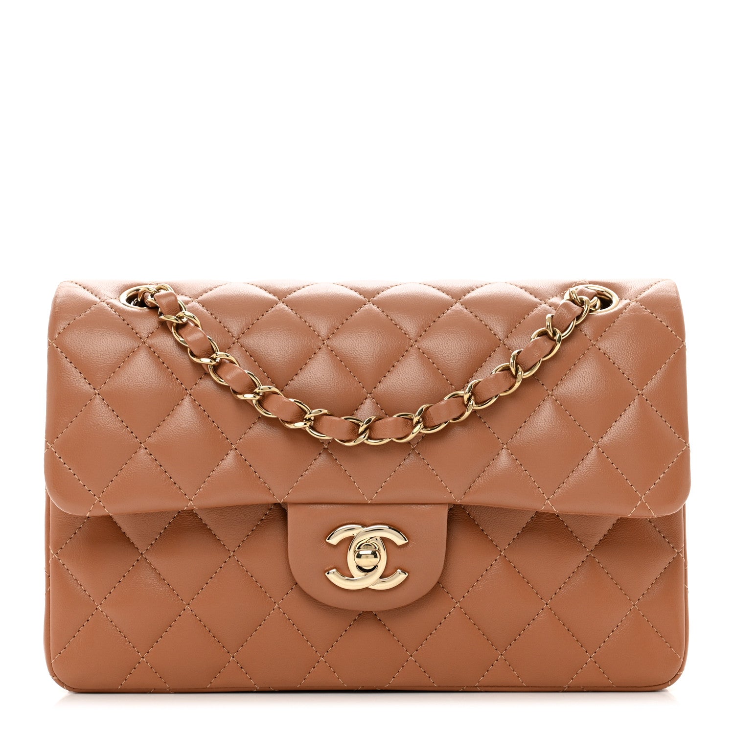 Chanel Lambskin Quilted Small Double Flap Brown 1 of 9