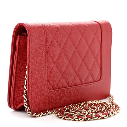 Chanel Caviar Quilted Vintage Mademoiselle Wallet On Chain WOC Red 3 of 11