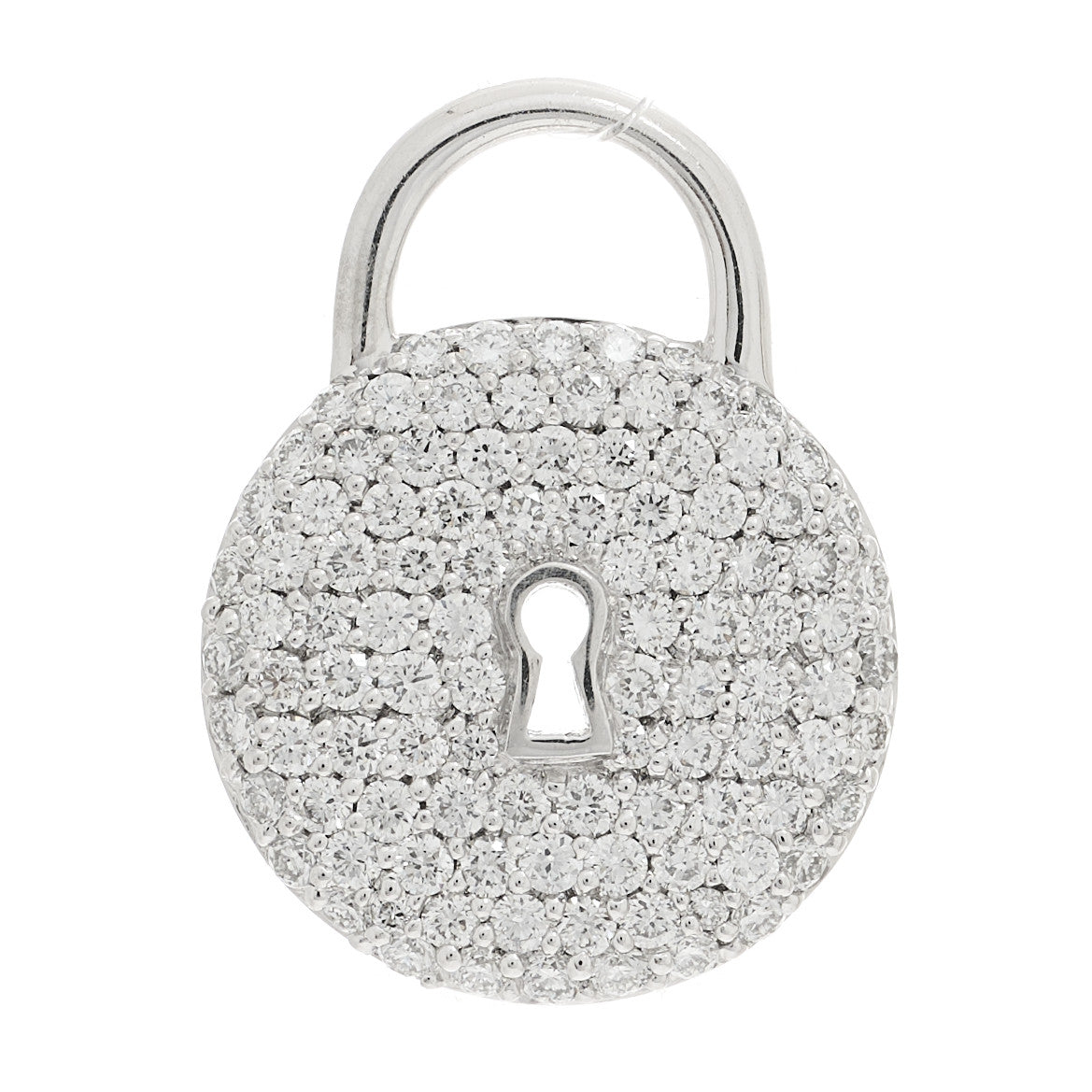 Platinum Diamond Round Lock Pendant
