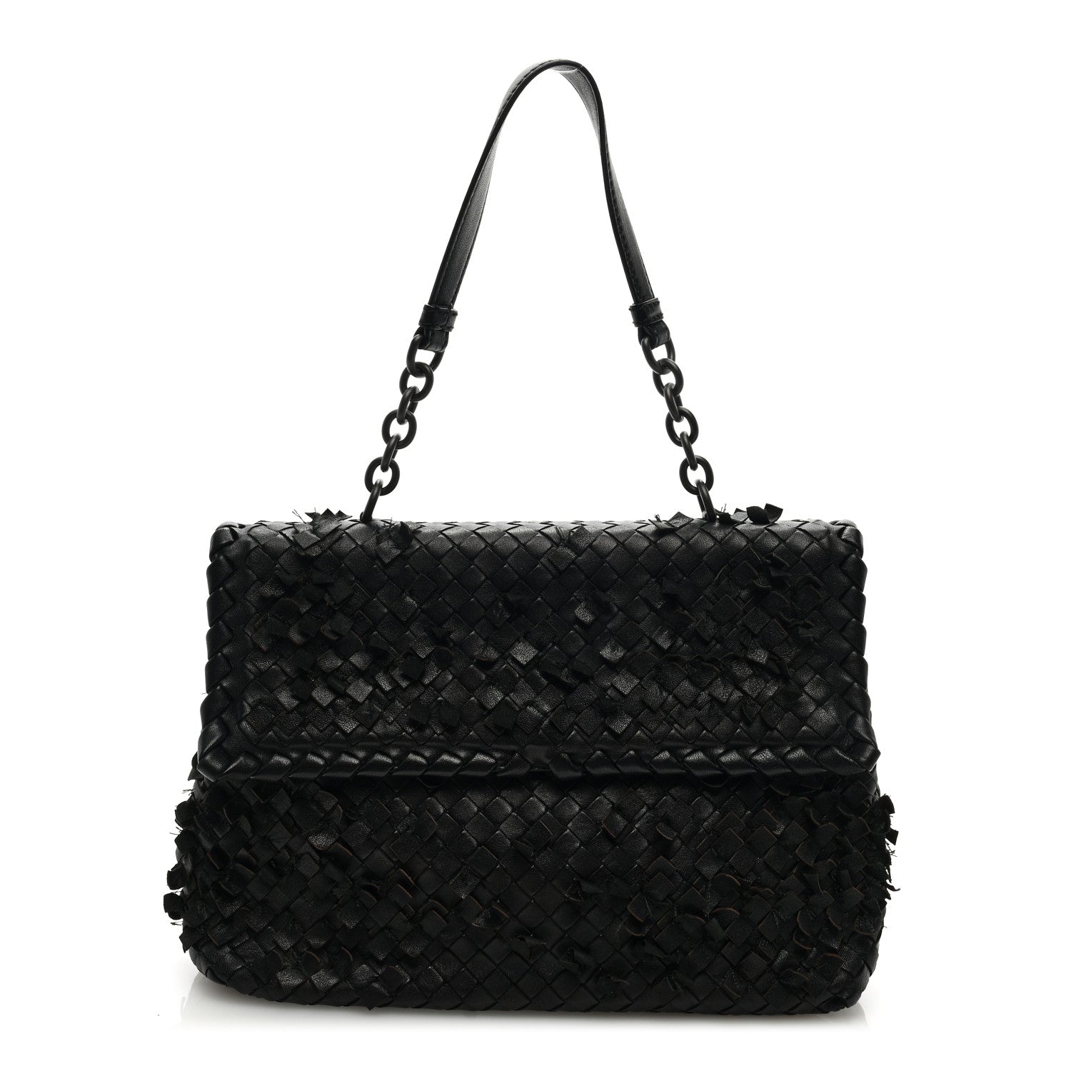 Bottega Veneta Nappa Intrecciato Fringe Flap Black 1 of 8