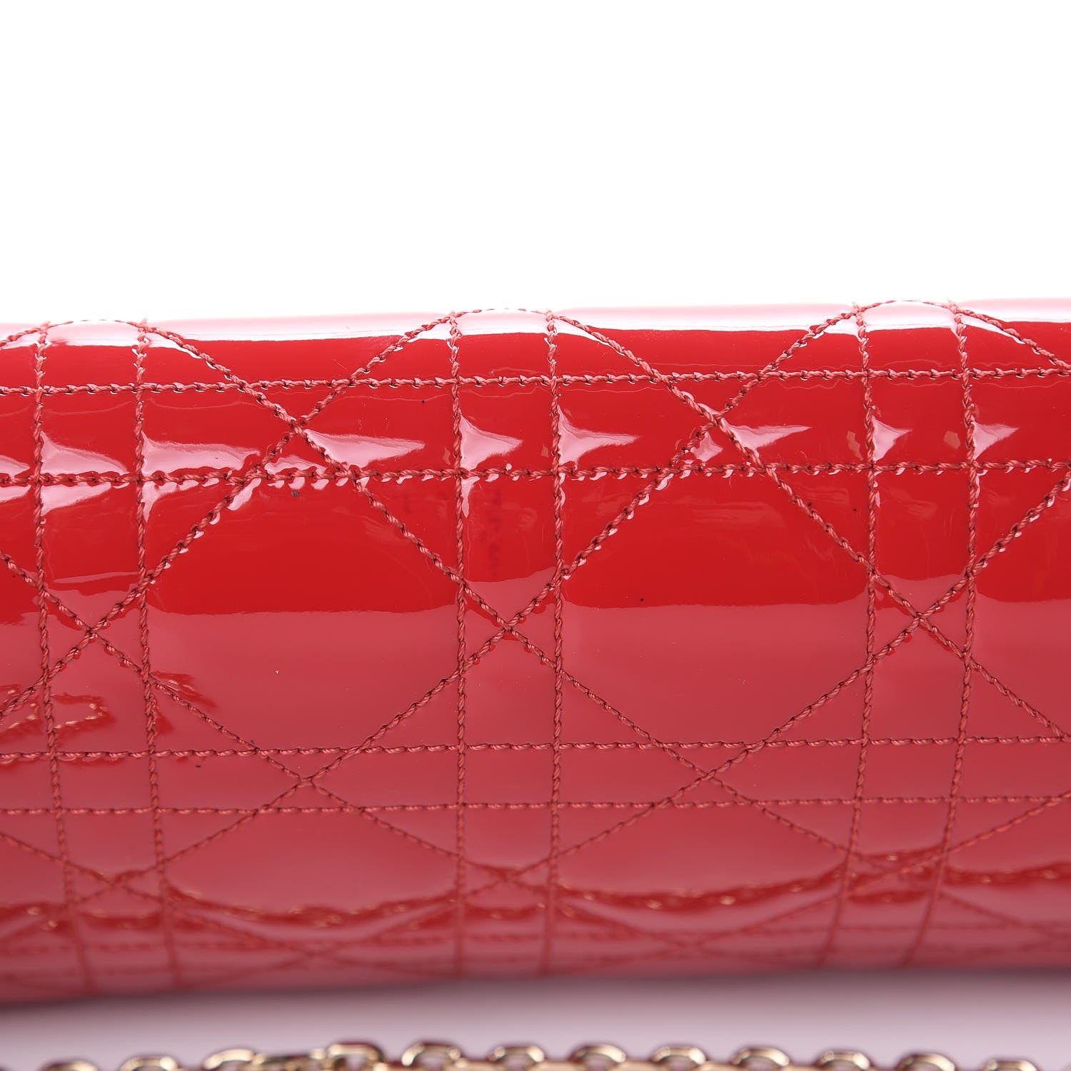 Christian Dior Patent Cannage Miss Dior Chain Wallet Red 11 of 12