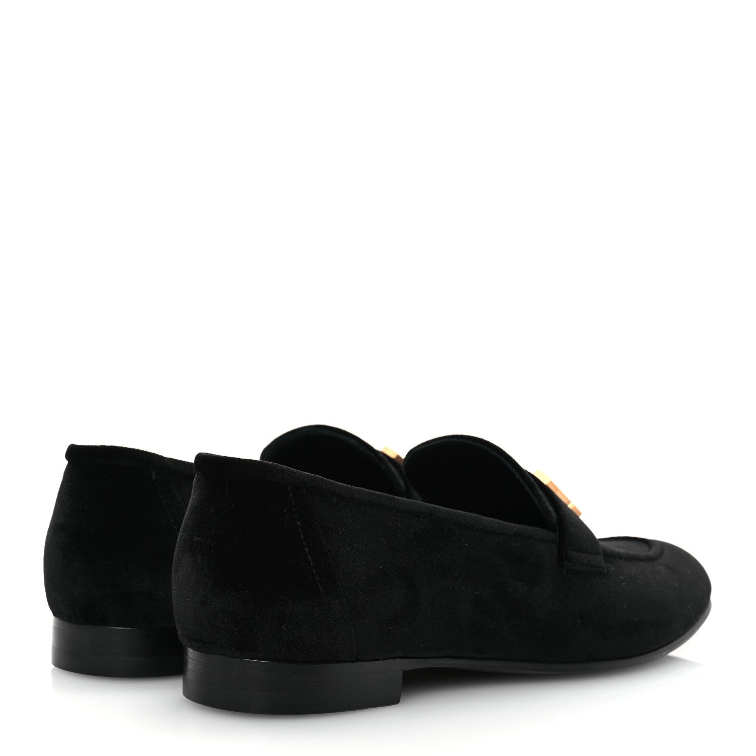 Hermes Velvet Womens Paris Loafers 38.5 Black 5 of 12