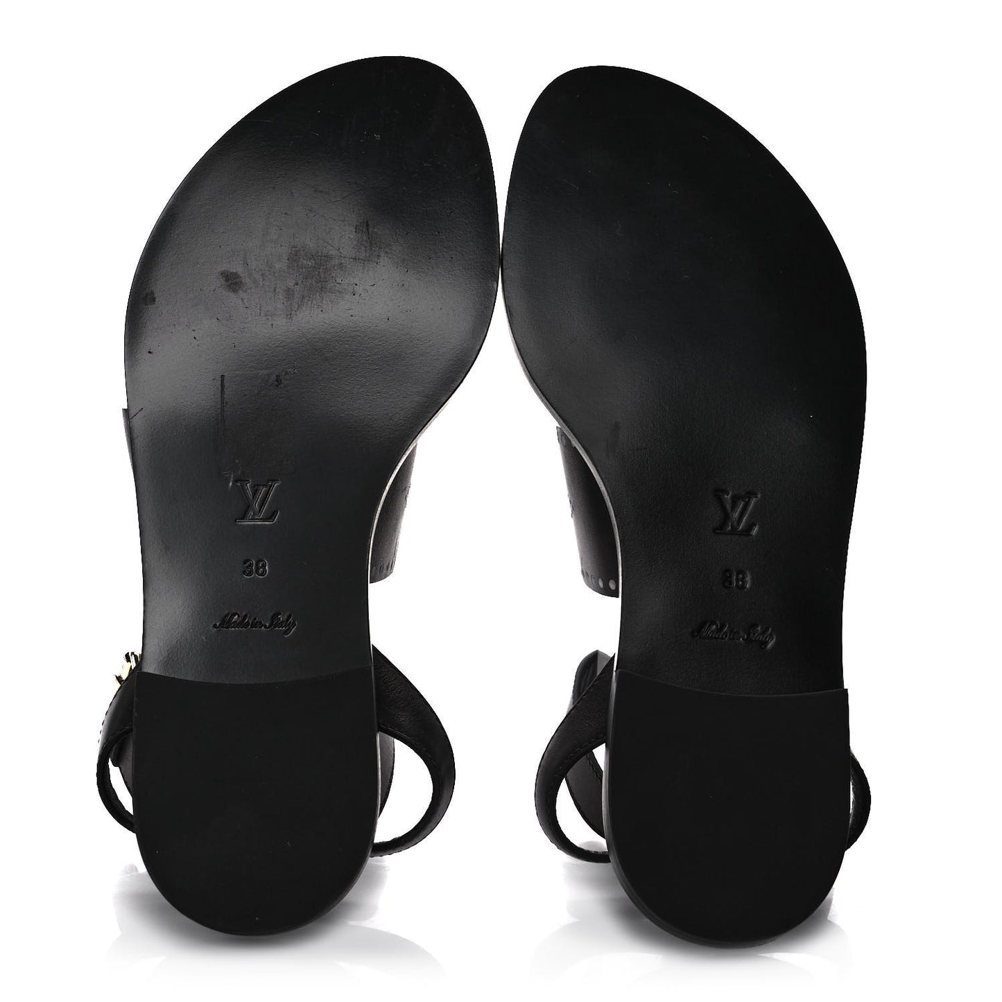 Soft Calfskin Perforated Horizon Flat Sandals 38 Black