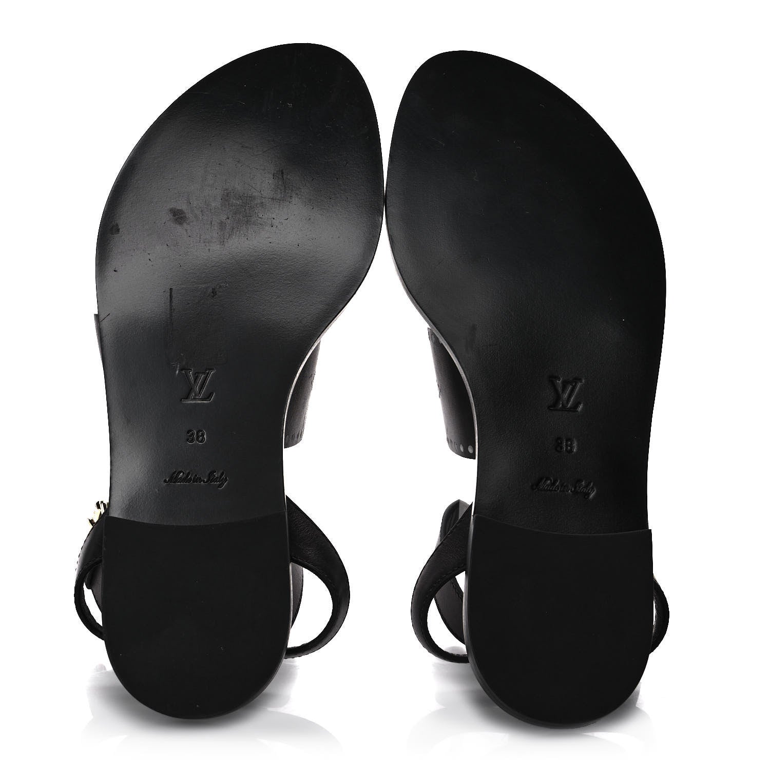 Louis Vuitton Soft Calfskin Perforated Horizon Flat Sandals 38 Black 5 of 10