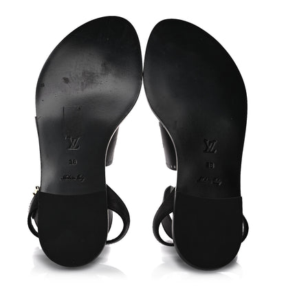 Louis Vuitton Soft Calfskin Perforated Horizon Flat Sandals 38 Black 5 of 10