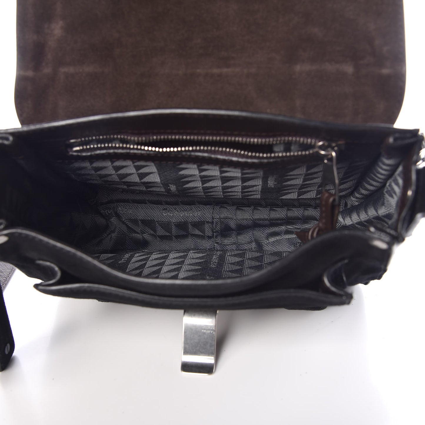 Suede Fringed PS1 Crossbody Pouch Black