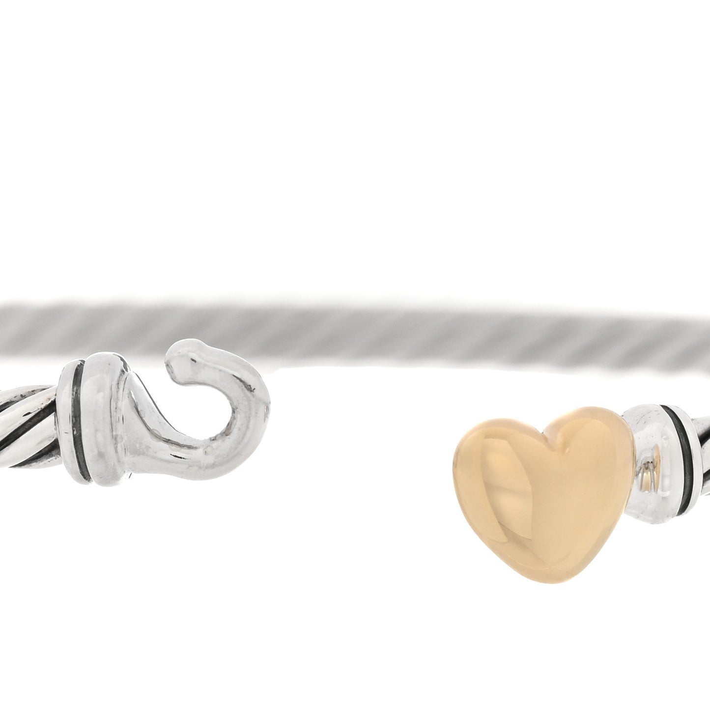 Sterling Silver 18K Yellow Gold 3mm Cable Collectibles Heart Bracelet