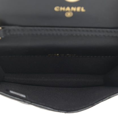 Chanel Calfskin Quilted Maxi Pearls Card Holder Flap With Chain Black 4 of 9