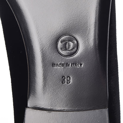 Chanel Velvet Lambskin Cap Toe Ballerina Flats 39 Black 6 of 9