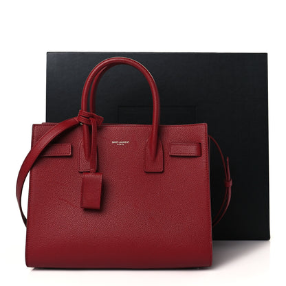 Saint Laurent Grained Calfskin Topstich Baby Sac De Jour Red 12 of 12