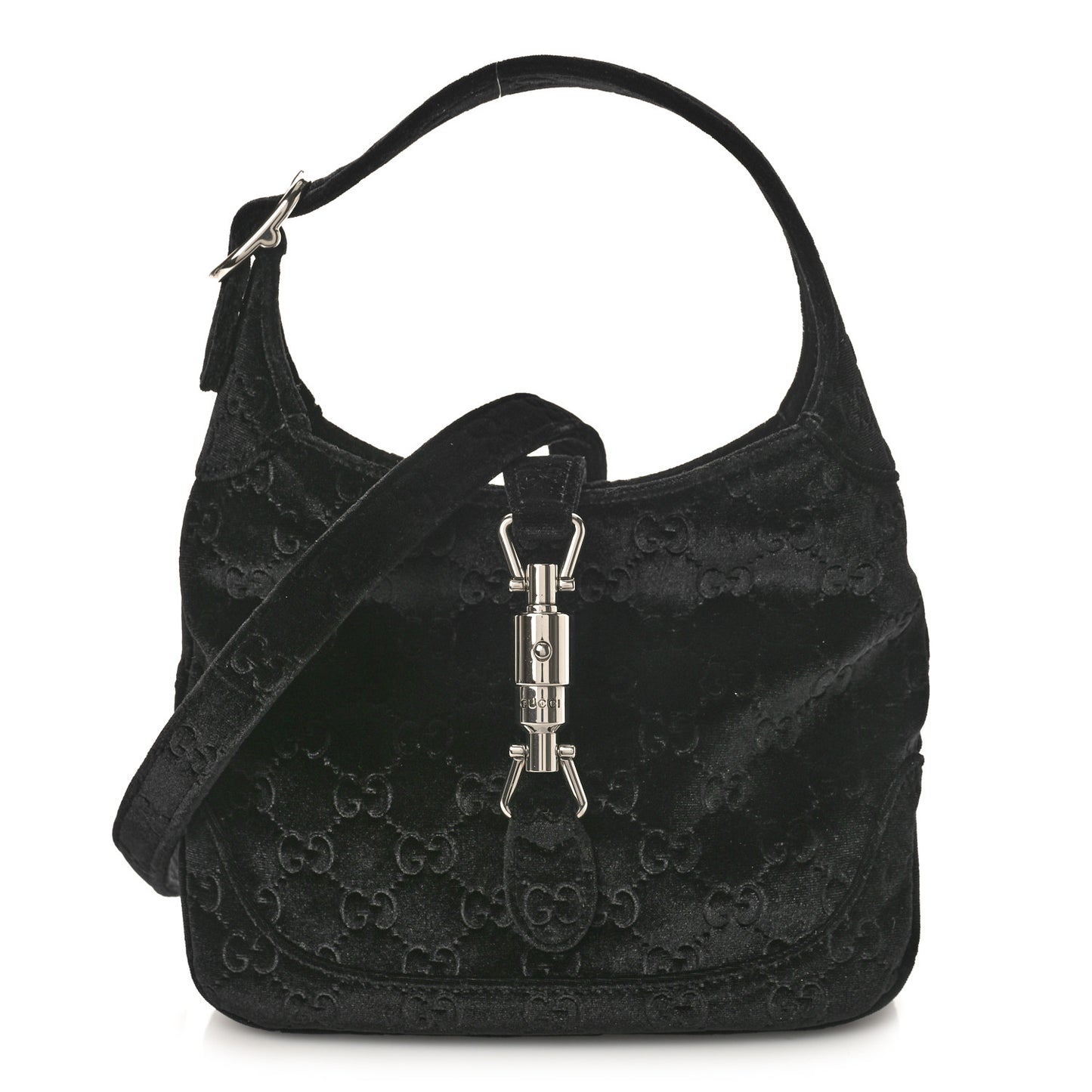 New Velvet Ashmir GG Monogram Small Jackie 1961 Hobo Black