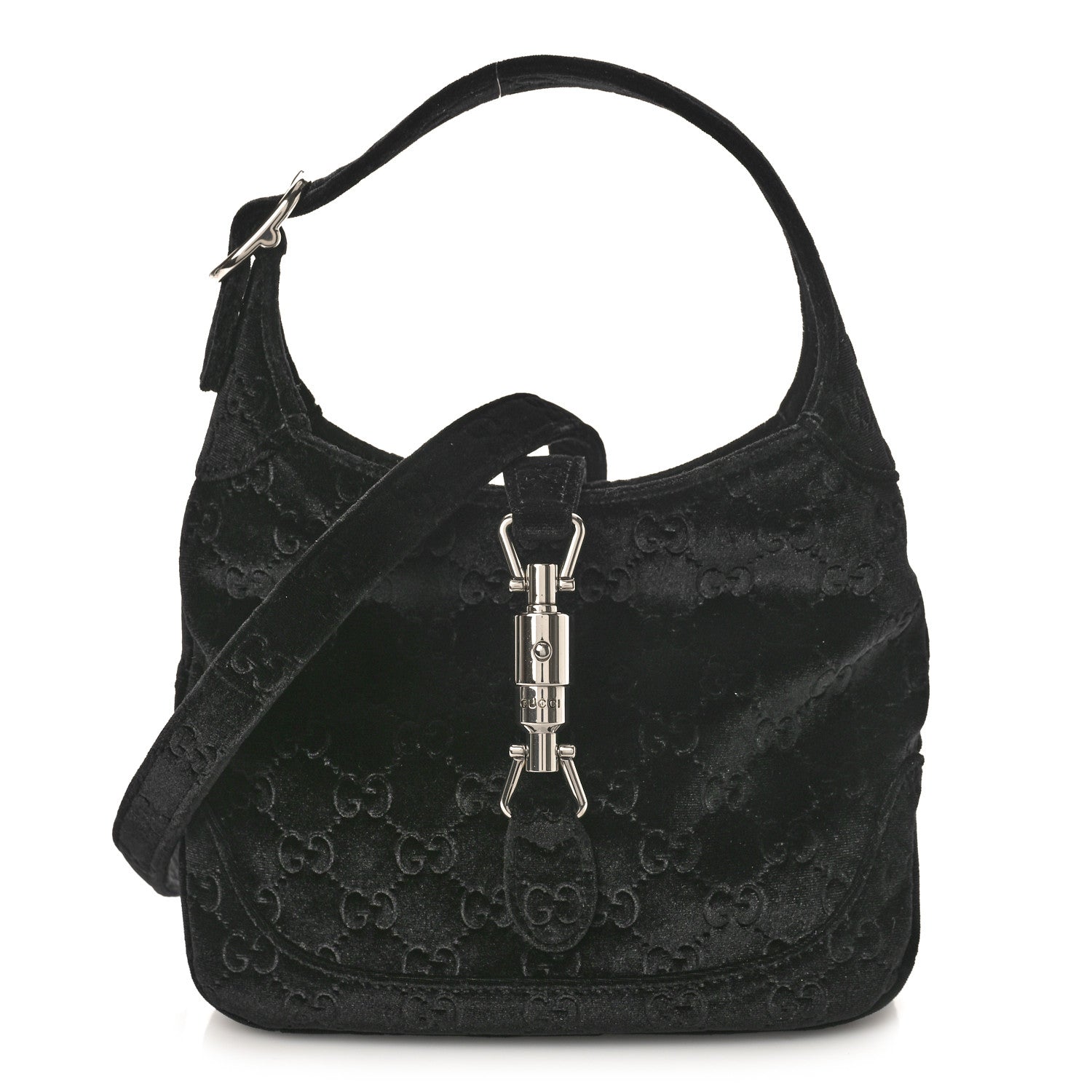 Gucci New Velvet Ashmir GG Monogram Small Jackie 1961 Hobo Black 1 of 8