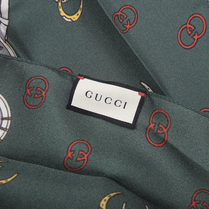 Gucci Silk Twill Double Logos Scarf Green 5 of 5