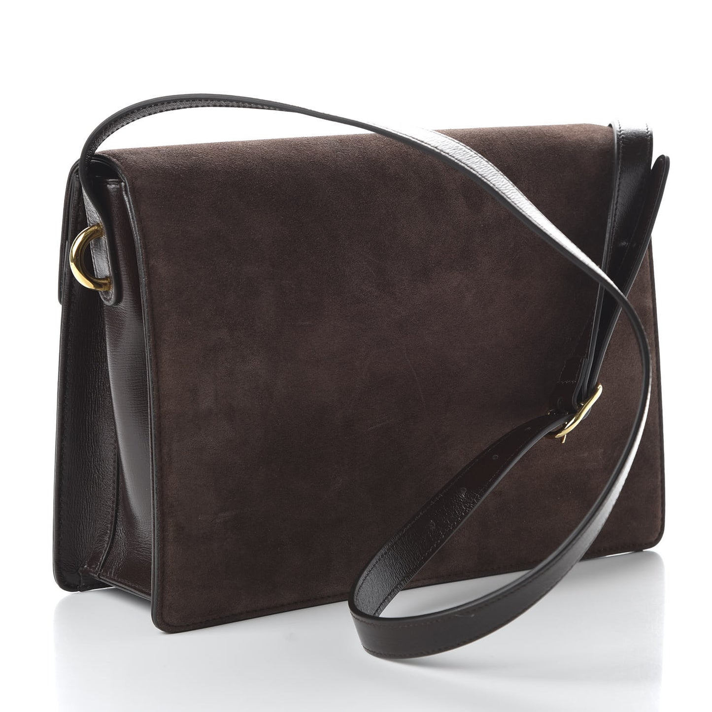 Suede Medium Torchon GG Ring Shoulder Bag Reflex Brown