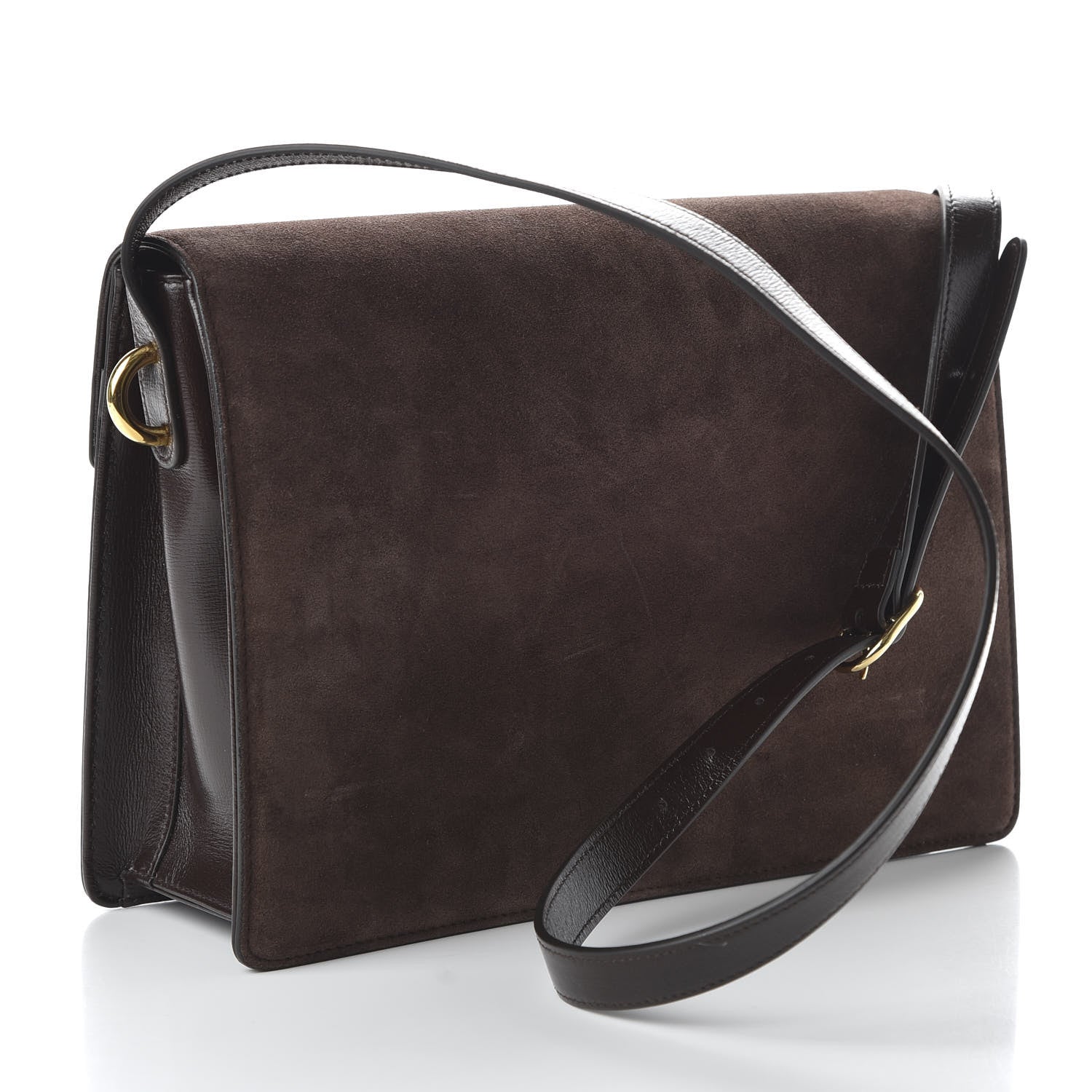 Gucci Suede Medium Torchon GG Ring Shoulder Bag Reflex Brown 3 of 10