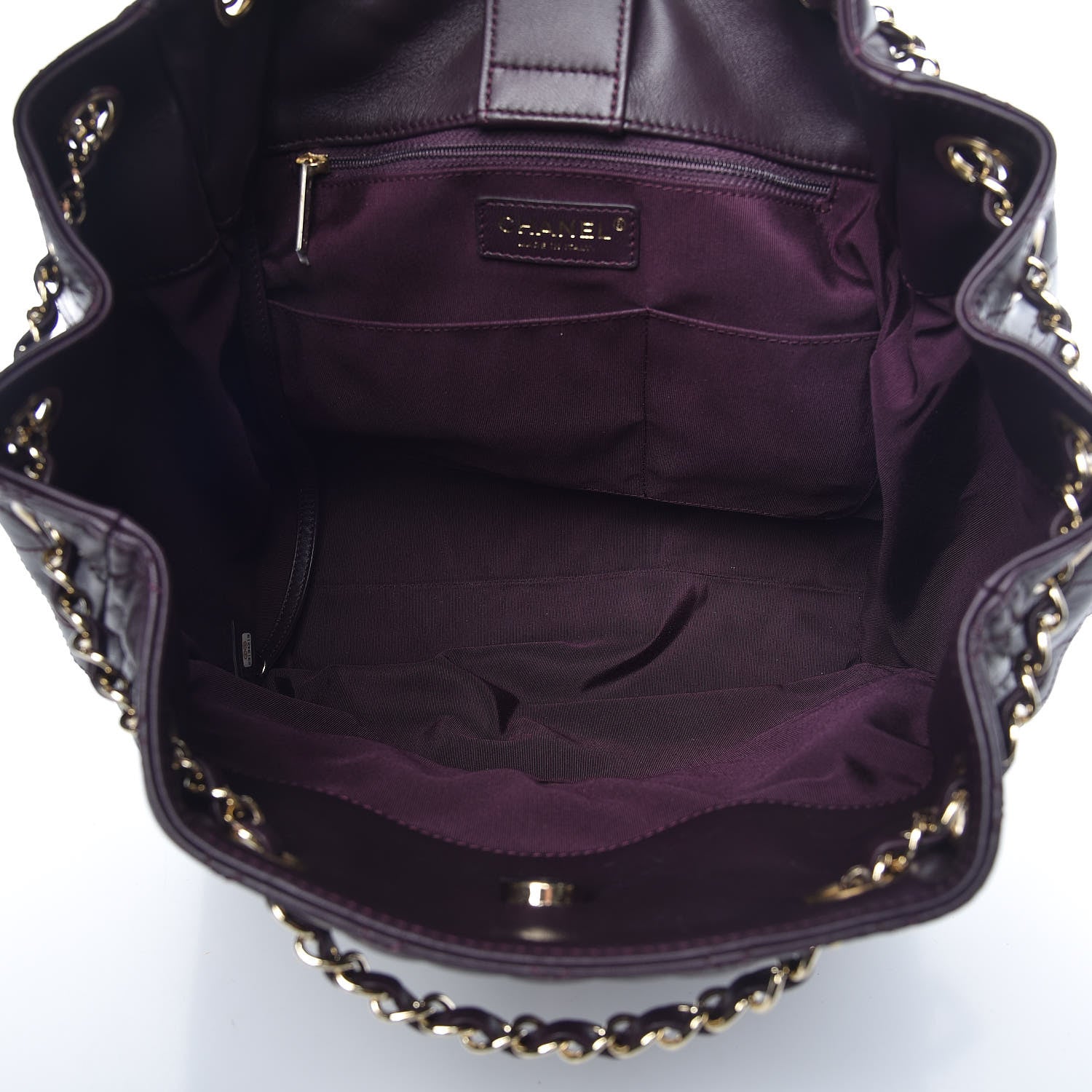Chanel Lambskin Quilted Large Drawstring Shoulder Bag Dark Purple 5 of 10