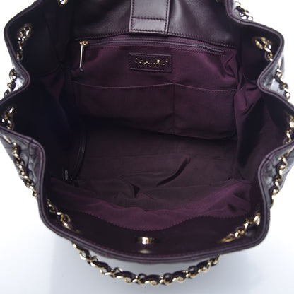 Chanel Lambskin Quilted Large Drawstring Shoulder Bag Dark Purple 5 of 10