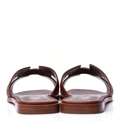Hermes Box Calfskin Oran Sandals 36.5 Gold 4 of 6