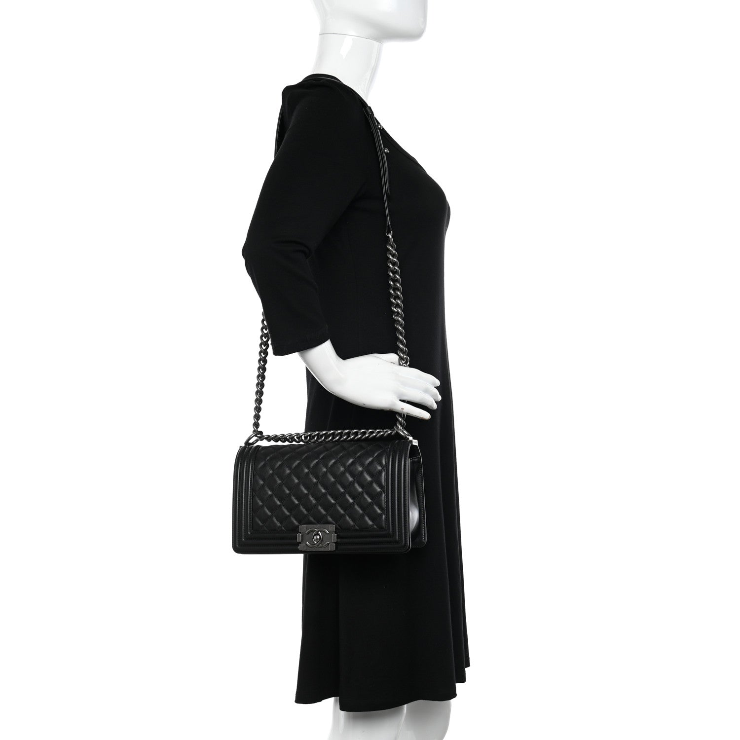 Chanel Lambskin Quilted Medium Boy Flap Black 2 of 10