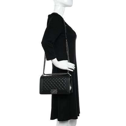 Chanel Lambskin Quilted Medium Boy Flap Black 2 of 10