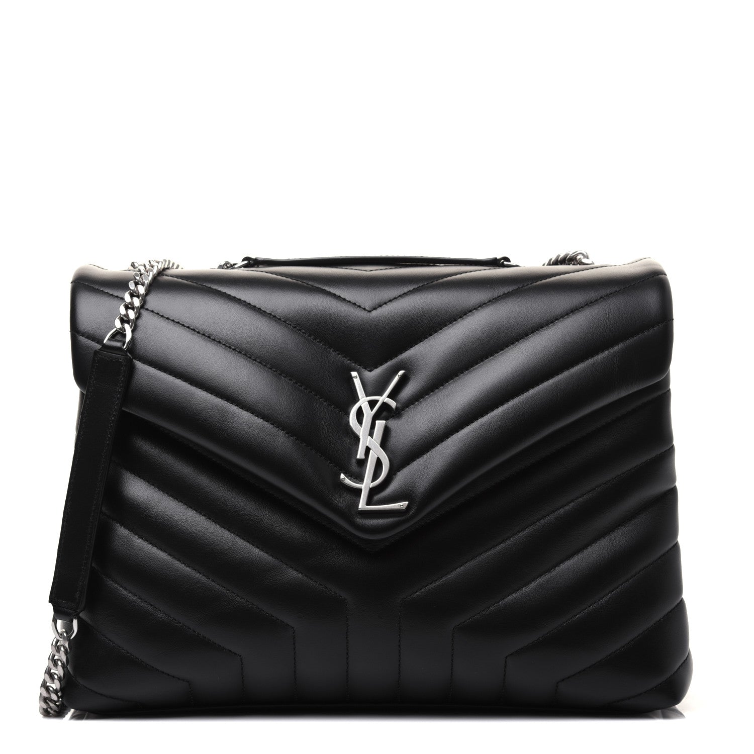Saint Laurent Calfskin Y Quilted Monogram Medium Loulou Chain Satchel Black 1 of 17