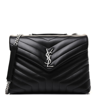 Saint Laurent Calfskin Y Quilted Monogram Medium Loulou Chain Satchel Black 1 of 17