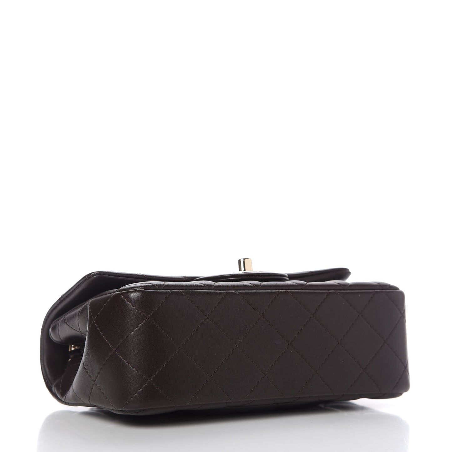 Lambskin Quilted Mini Rectangular Flap Dark Brown