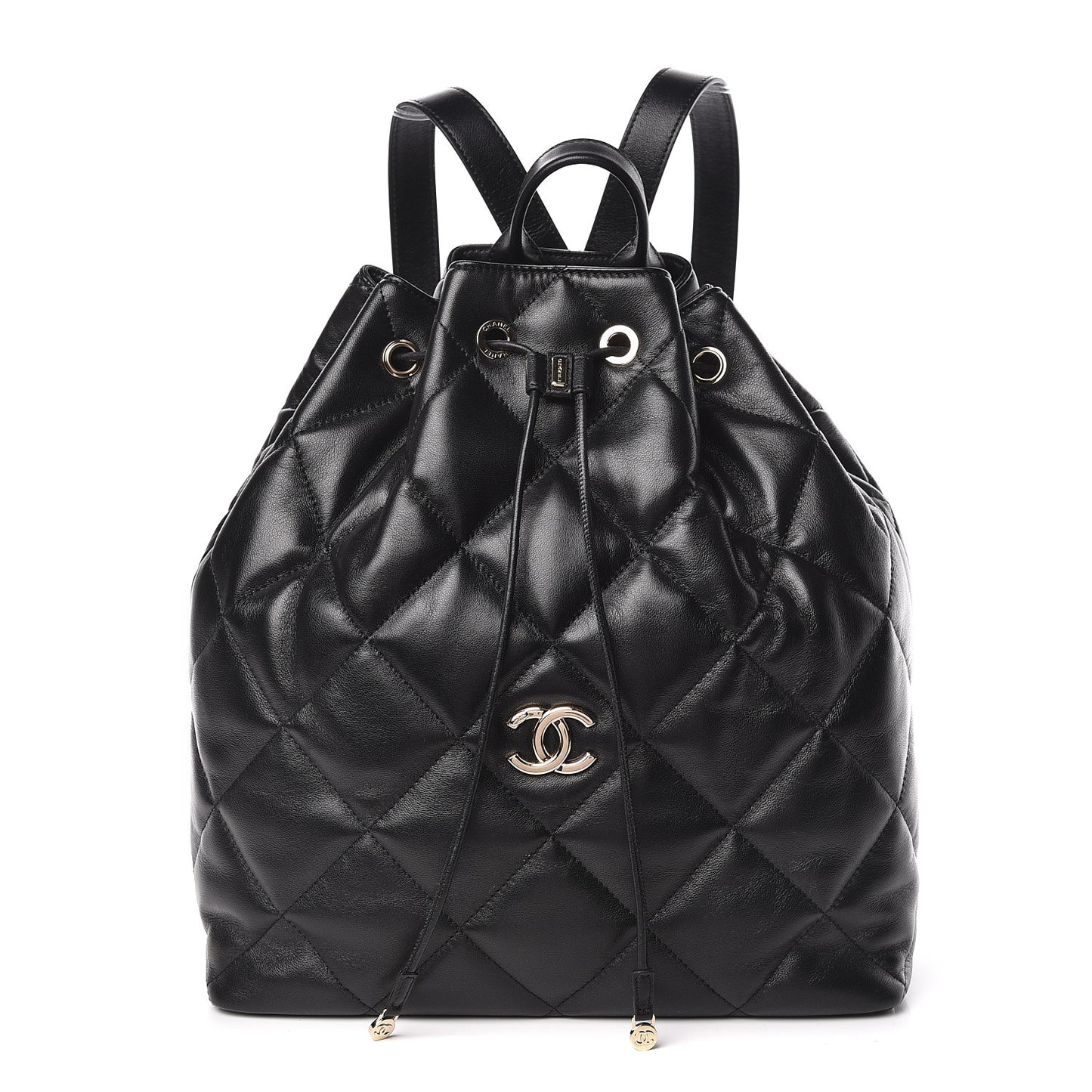 Lambskin Quilted Backpack Black