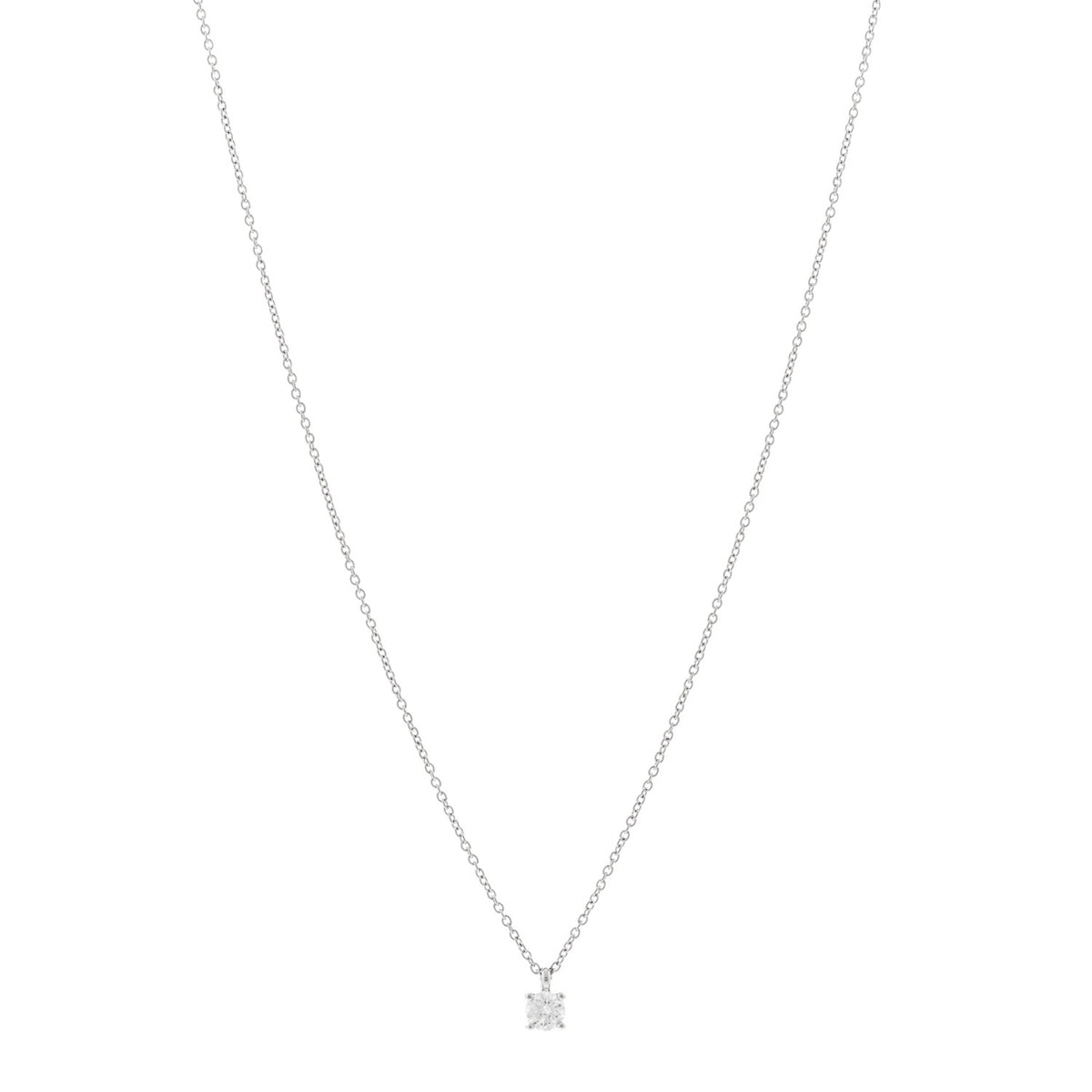 Tiffany Platinum Diamond .22ct Solitaire Pendant Necklace 1 of 4