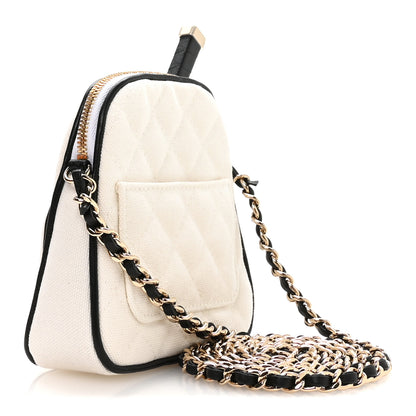 Chanel Canvas Calfskin Tennis Racket Mini Bag White Black 4 of 12