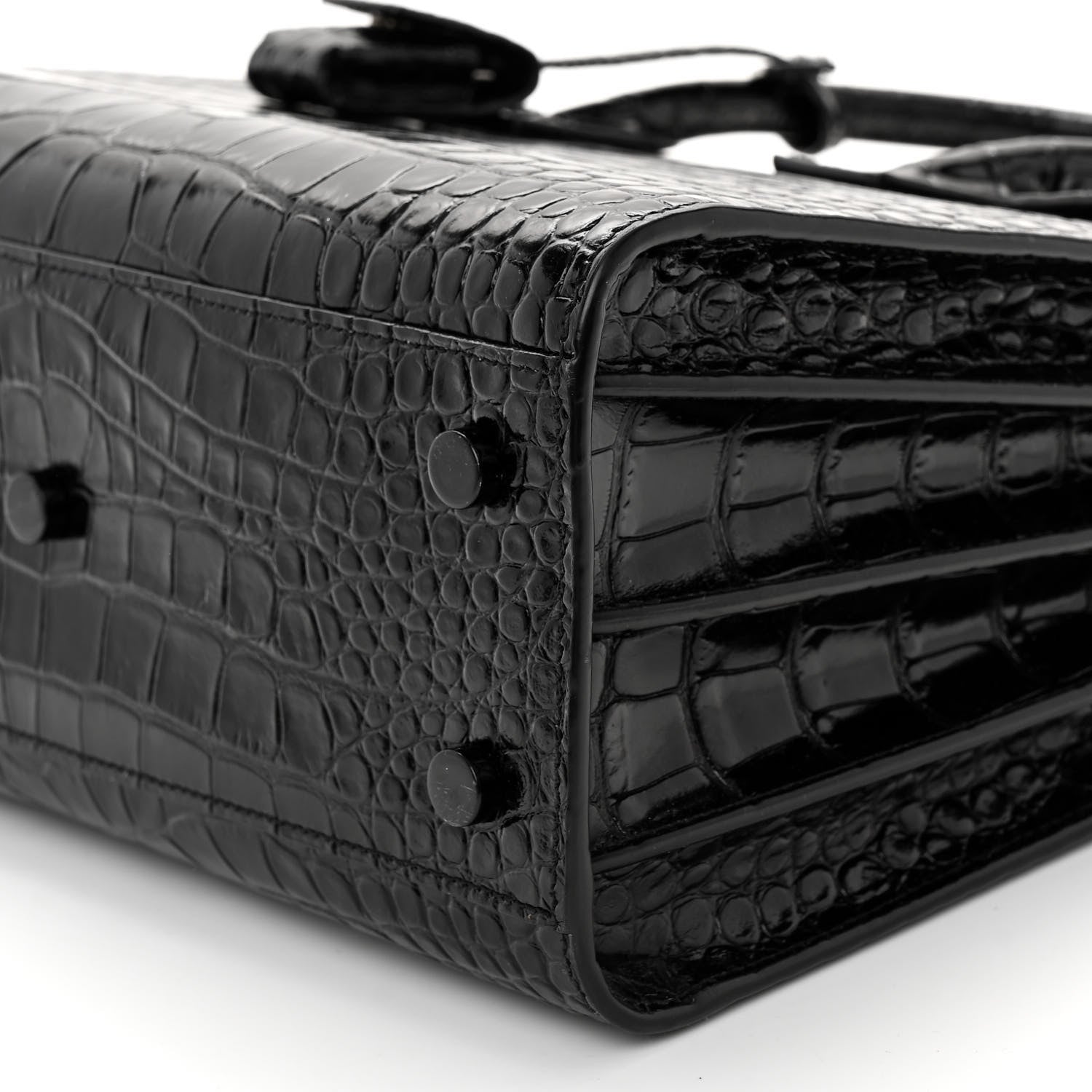 Saint Laurent Calfskin Crocodile Embossed Baby Sac De Jour Black 10 of 10