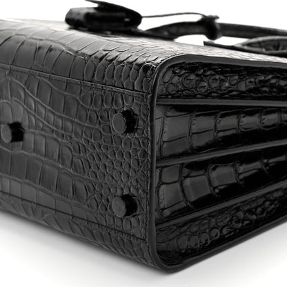 Saint Laurent Calfskin Crocodile Embossed Baby Sac De Jour Black 10 of 10