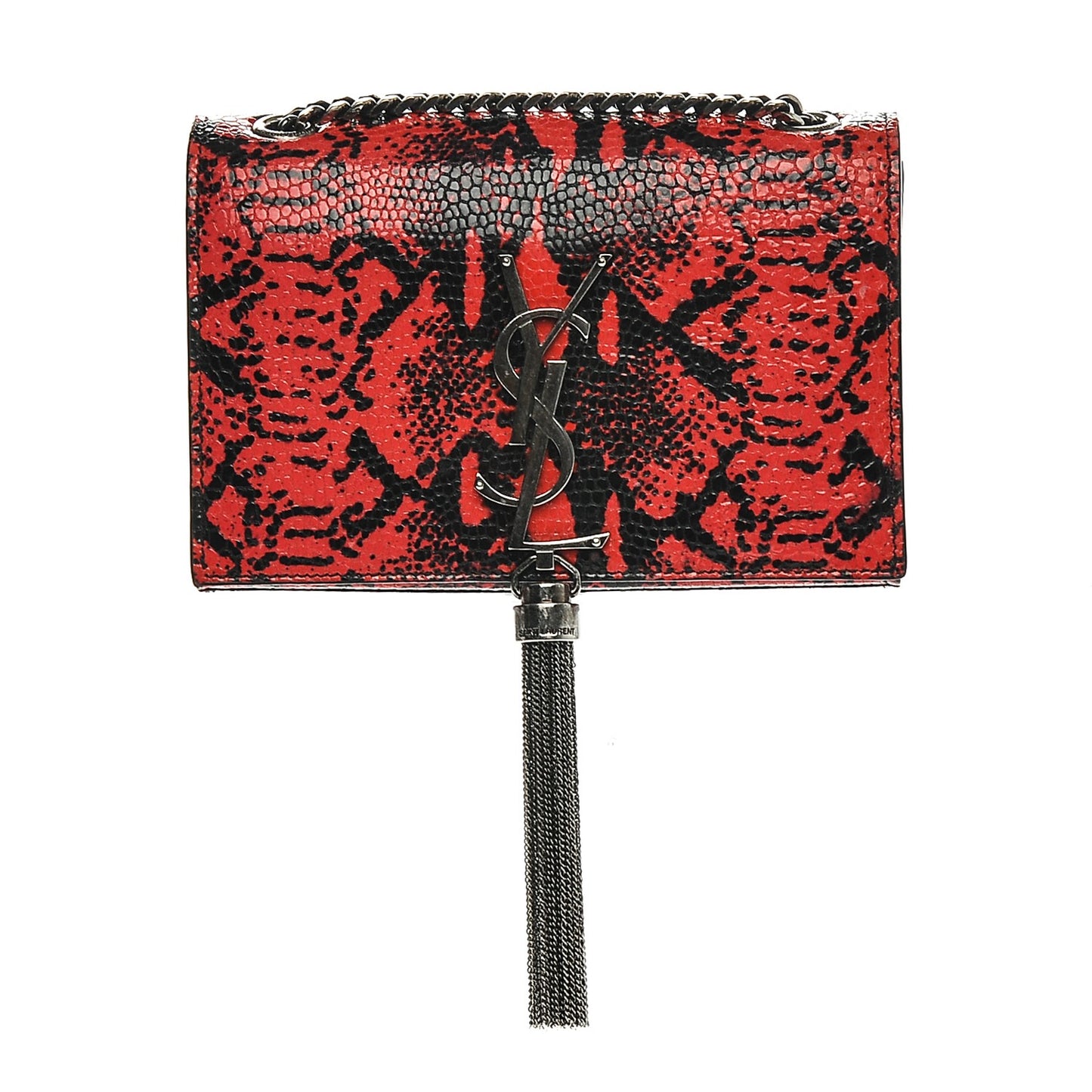 Python Print Small Monogram Kate Tassel Satchel Black Red