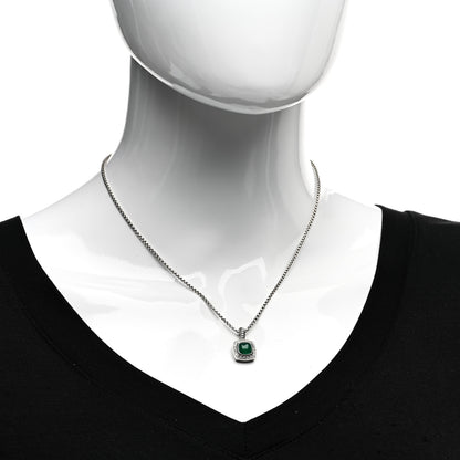 David Yurman Sterling Silver Diamond Green Onyx 7mm Petite Albion Pendant Necklace 2 of 4