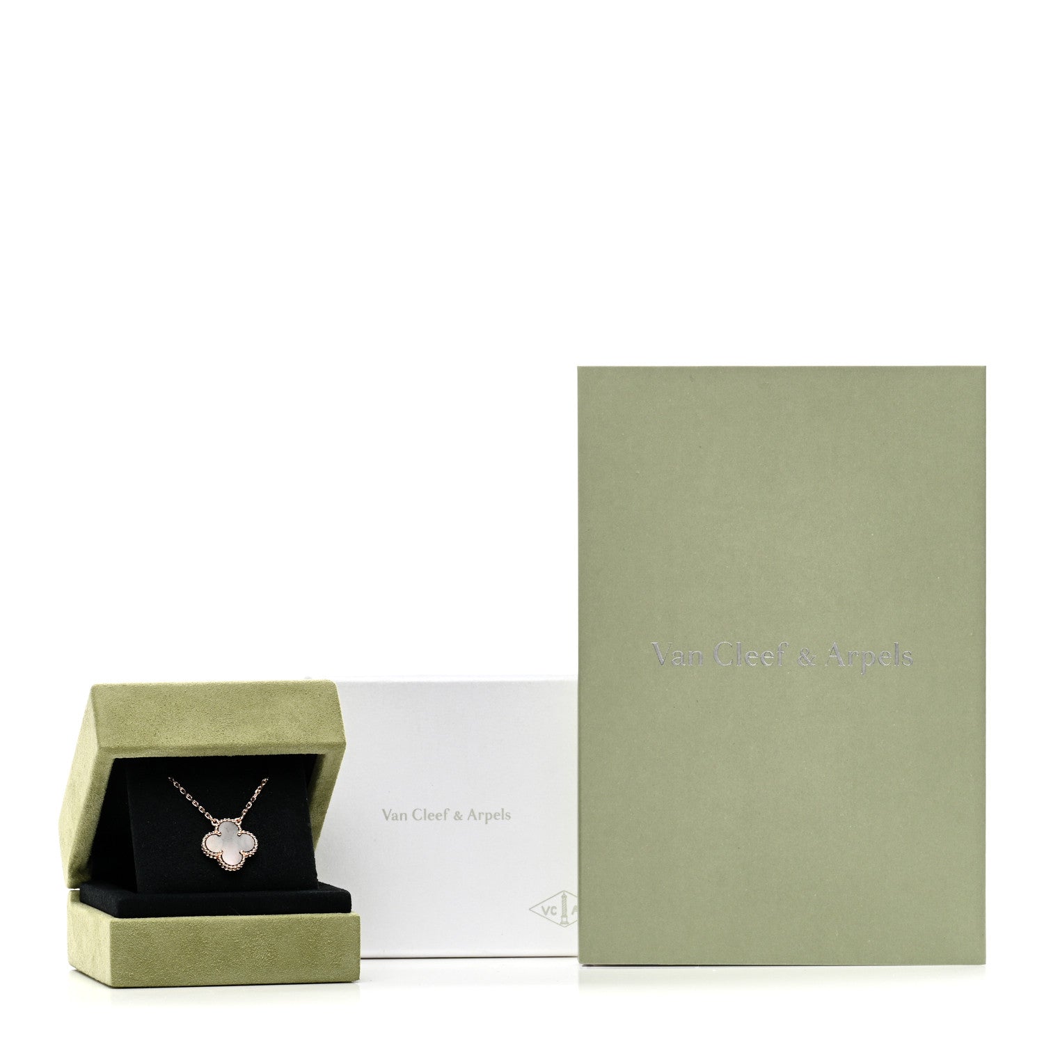 Van Cleef & Arpels 18K Rose Gold Gray Mother of Pearl Vintage Alhambra Pendant Necklace 5 of 5