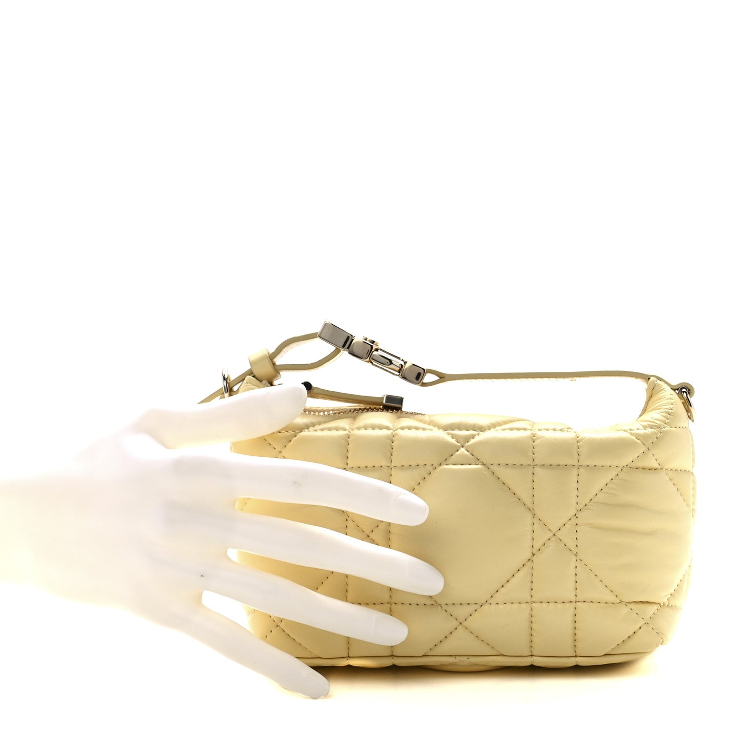 Calfskin Macrocannage Small Diortravel Nomad Pouch Pale Yellow