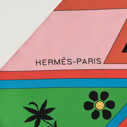 Hermes Silk Kachinas Maxi Twilly Rose Vert Bleu 5 of 6