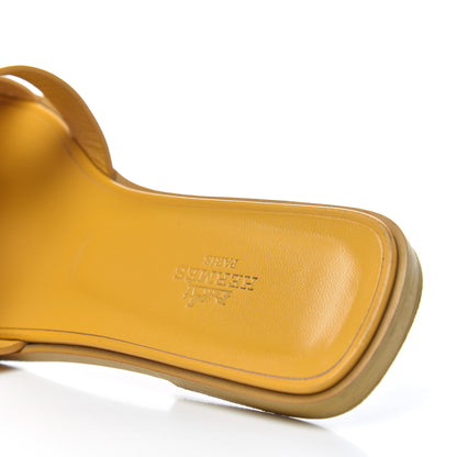 Hermes Box Calfskin Oran Sandals 38 Jaune Citron 16 of 19