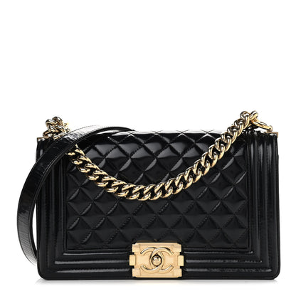 Chanel Patent Calfskin Quilted Medium Boy Flap Black 1 of 9